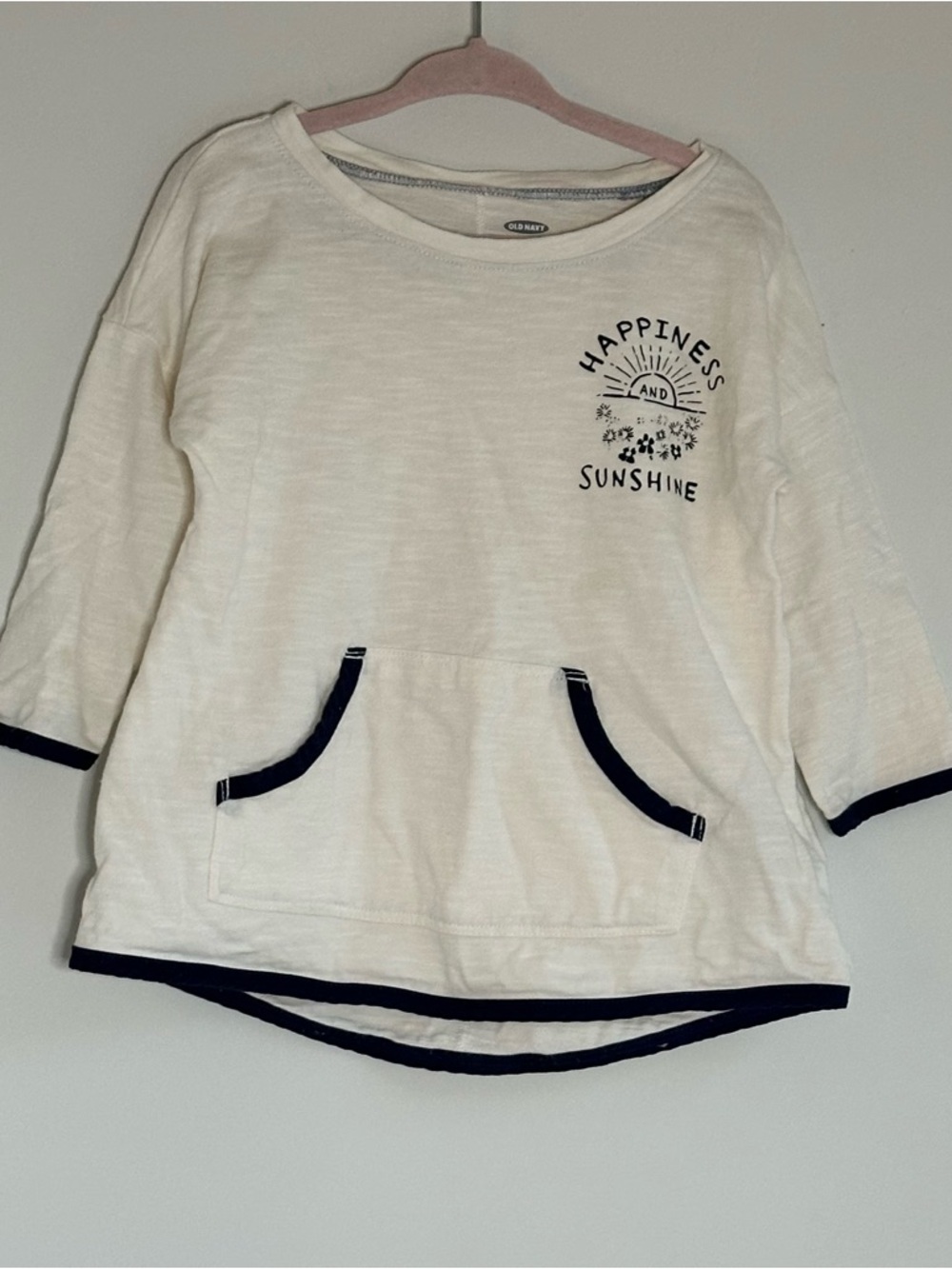Old Navy Cream 'Happiness and Sunshine' 3/4 sleeves Girls Top